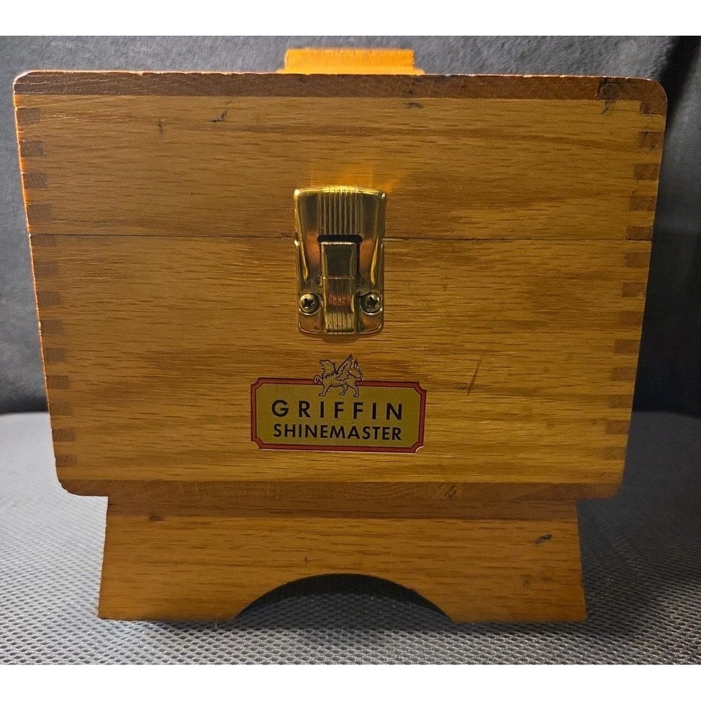 Vintage Griffin Shinemaster Oak Wood Shoe Shine Box